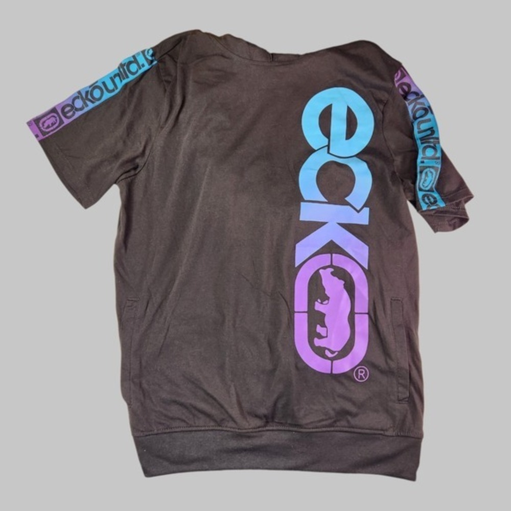 mens‎ ecko unltd ss hoodie pullover Large nwt iridescent rhino black